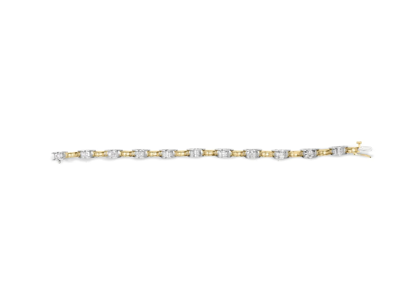 Princess-Cut Diamond Chain Link Bracelet - 14K Two-Tone Gold 1.00 ctw