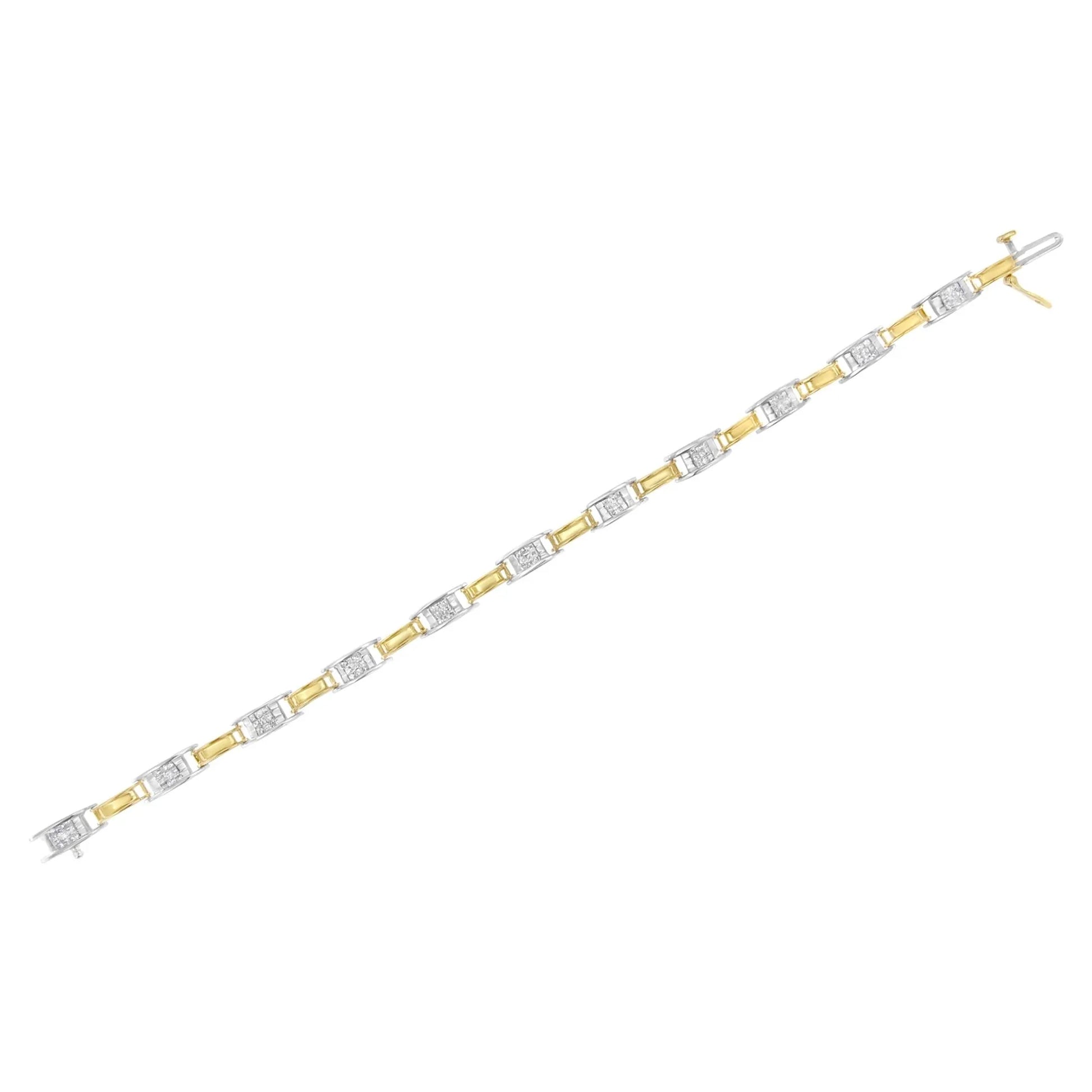 Princess-Cut Diamond Chain Link Bracelet - 14K Two-Tone Gold 1.00 ctw