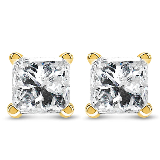 Princess-Cut Square Diamond 4-Prong Solitaire Stud Earrings
