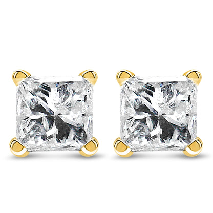 Princess-Cut Square Diamond 4-Prong Solitaire Stud Earrings