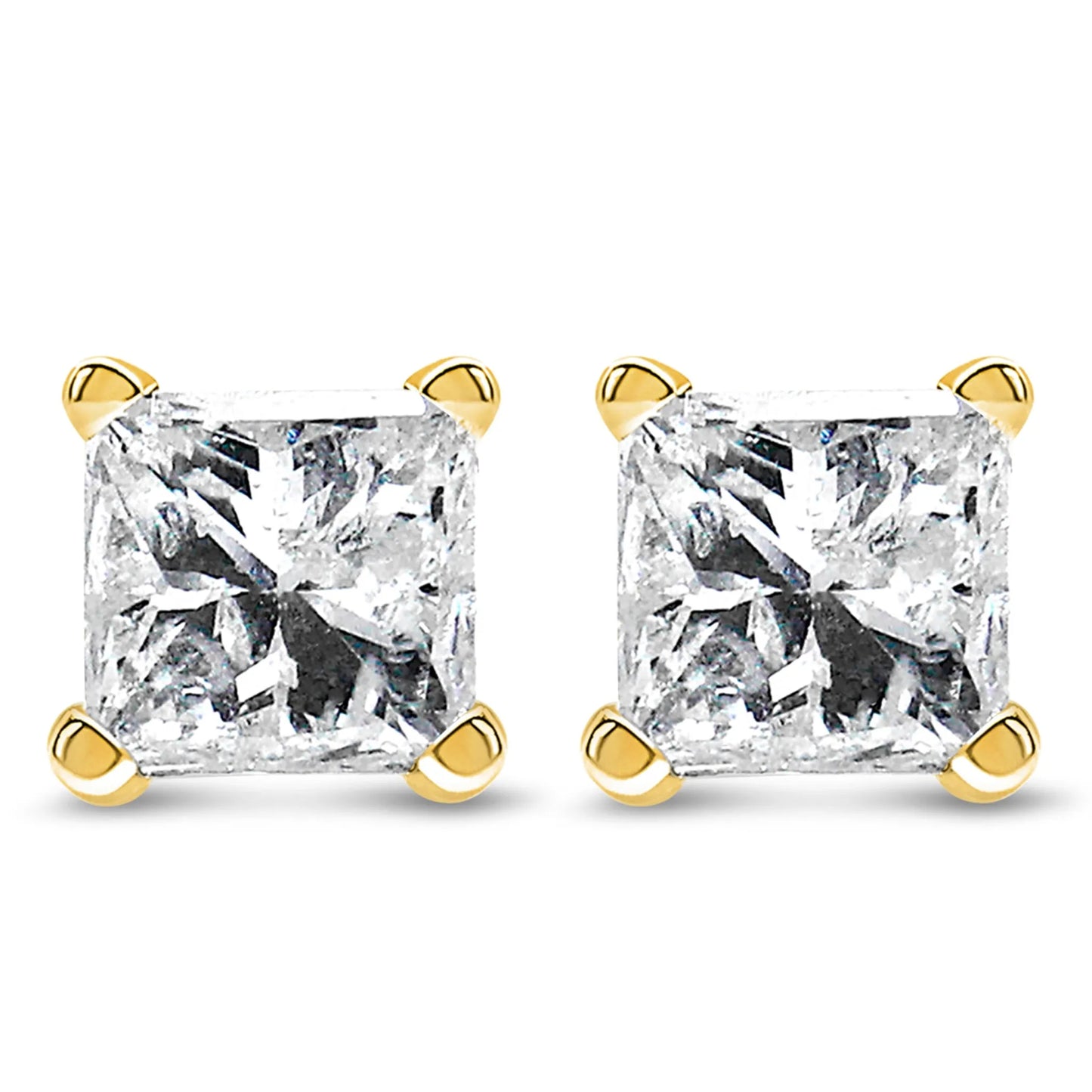 Princess-Cut Square Diamond 4-Prong Solitaire Stud Earrings - I-J Color, VS1-VS2 Clarity