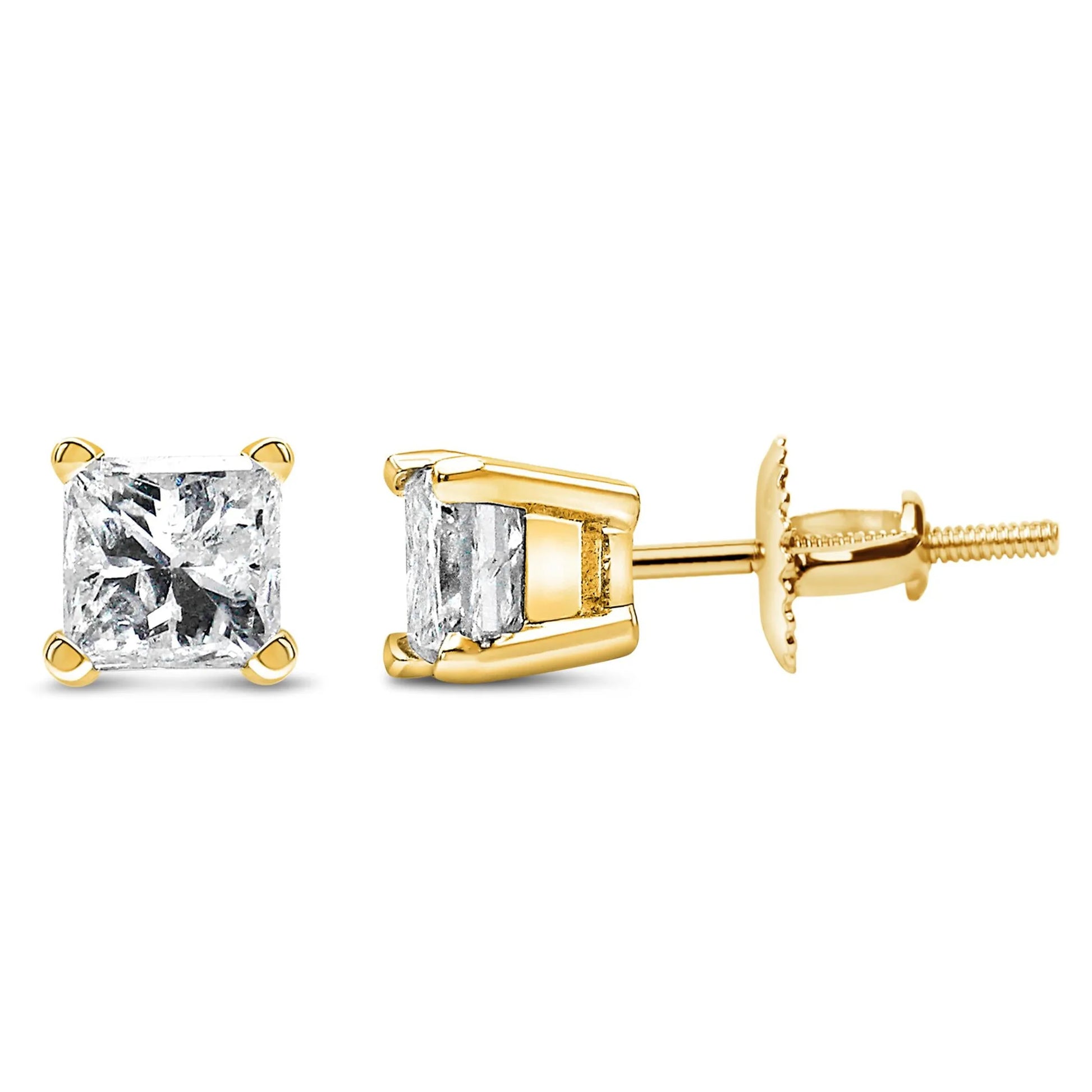 Princess-Cut Square Diamond 4-Prong Solitaire Stud Earrings