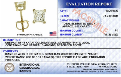 Princess-Cut Square Diamond 4-Prong Solitaire Stud Earrings