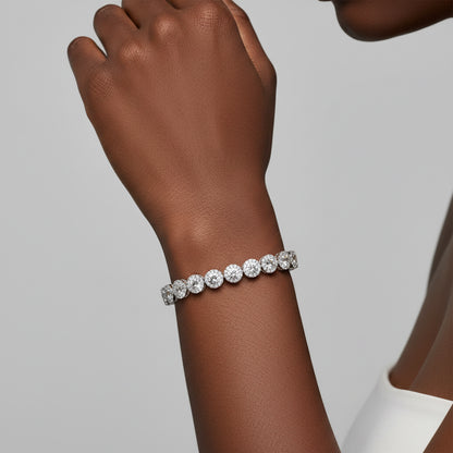 14K White Gold 2.00 Cttw Diamond Halo Link Tennis Bracelet