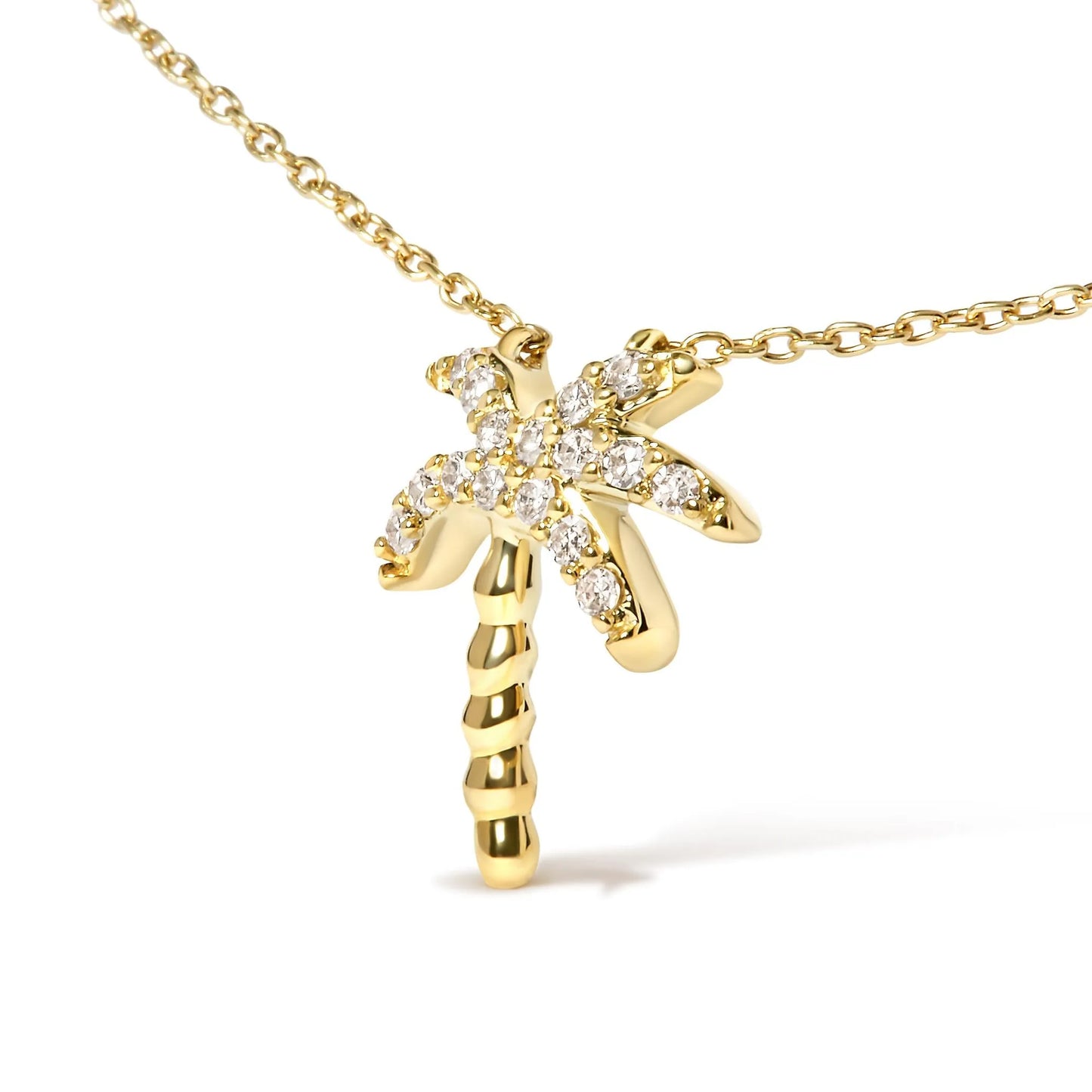 Diamond Palm Tree Pendant Necklace
