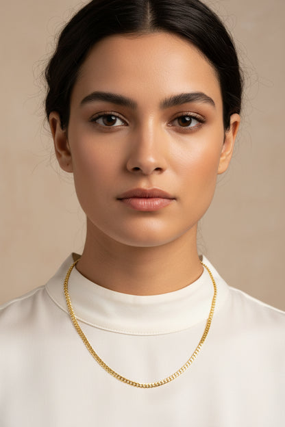 Semi-Solid 14K Yellow Gold 4.5mm Miami Cuban Chain Necklace - Unisex Chain