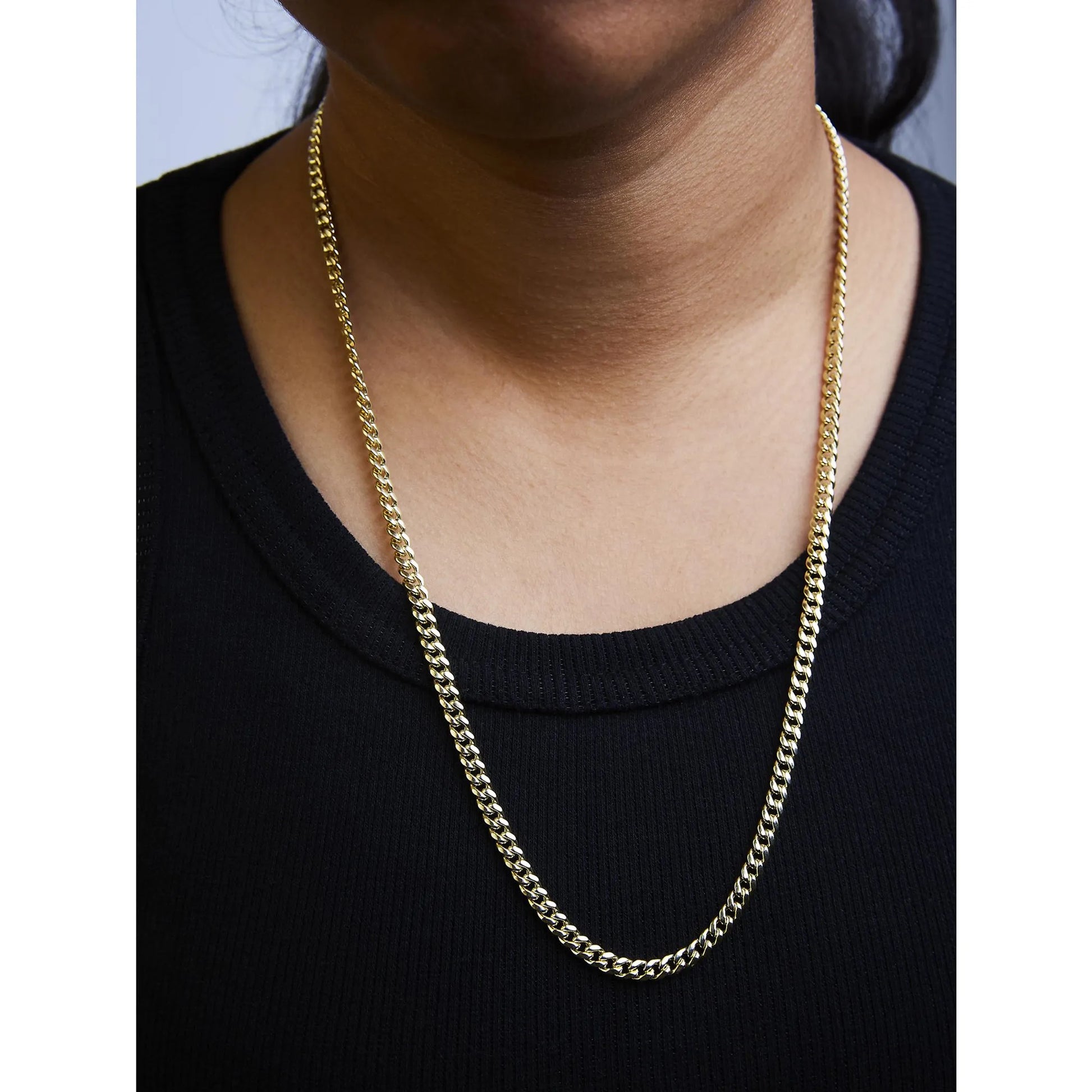 Semi-Solid 14K Yellow Gold 4.5mm Miami Cuban Chain Necklace