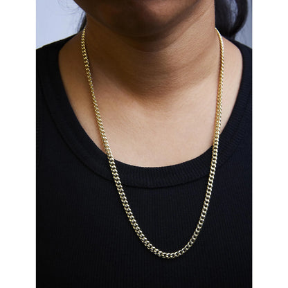 Semi-Solid 14K Yellow Gold 4.5mm Miami Cuban Chain Necklace