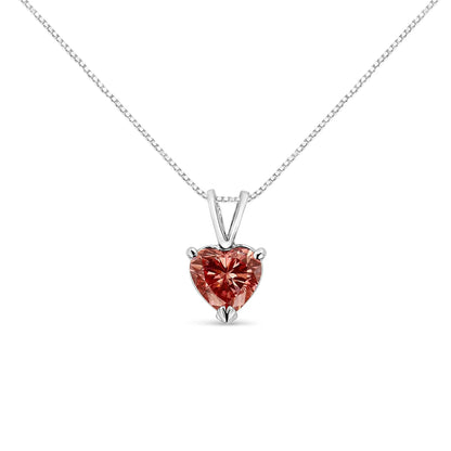 Lab Grown Pink Heart Diamond Solitaire Pendant Necklace
