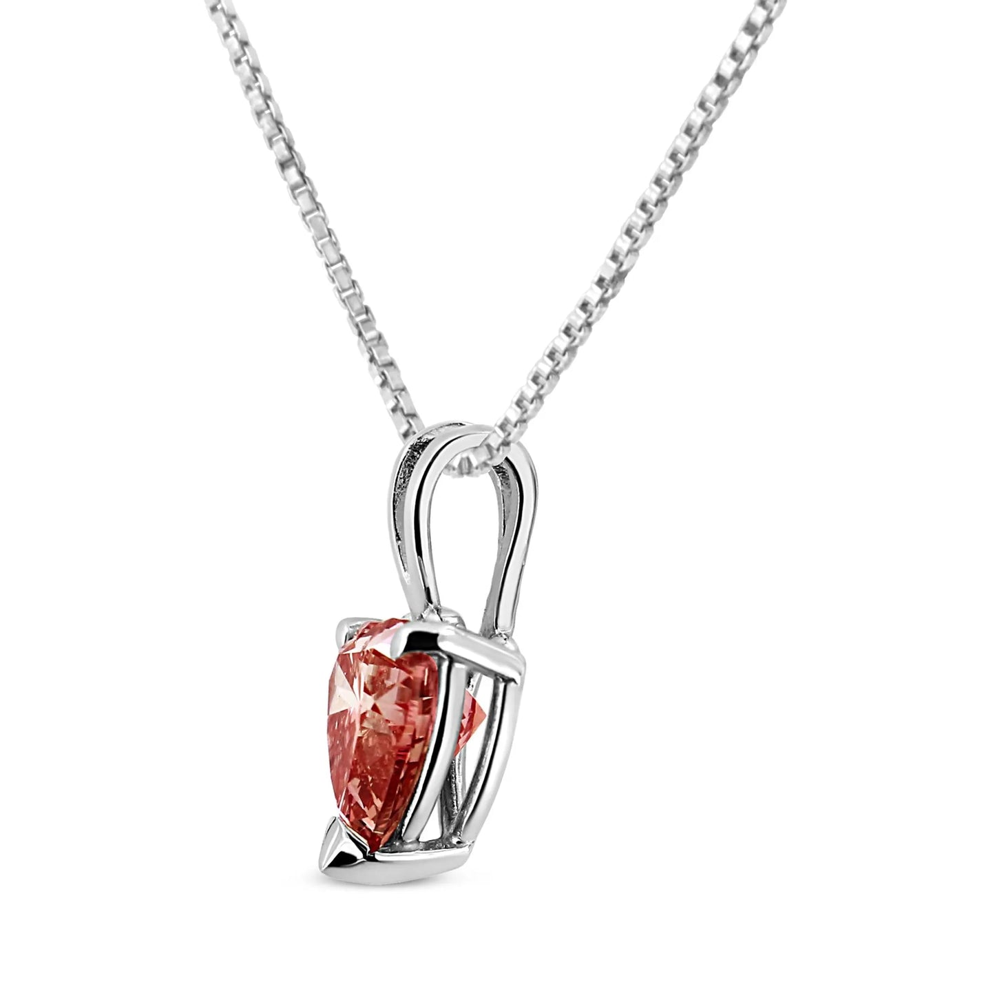 Lab Grown Pink Heart Diamond Solitaire Pendant Necklace