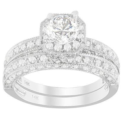 14K White Gold 1 ct. TDW Round Cut Diamond Ring-G-H, I1-I2 Clarity