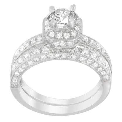 Round Cut Diamond Ring - 14K White Gold
