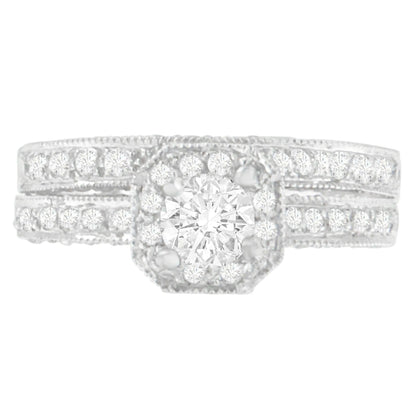 14K White Gold 1 ct. TDW Round Cut Diamond Ring-A true classic