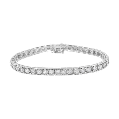 Brilliant-Cut Round Diamond Square Frame Tennis Bracelet