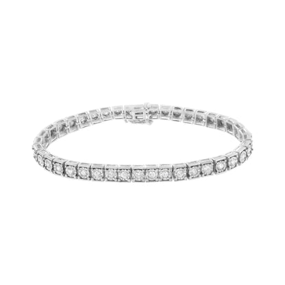 Brilliant-Cut Round Diamond Square Frame Tennis Bracelet