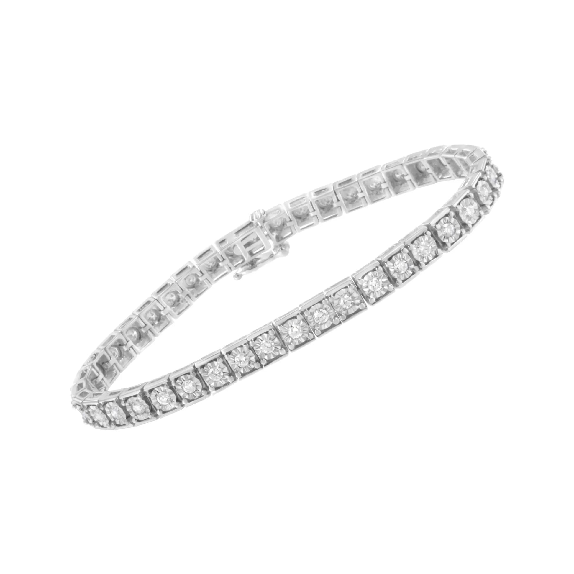Brilliant-Cut Round Diamond Square Frame Tennis Bracelet