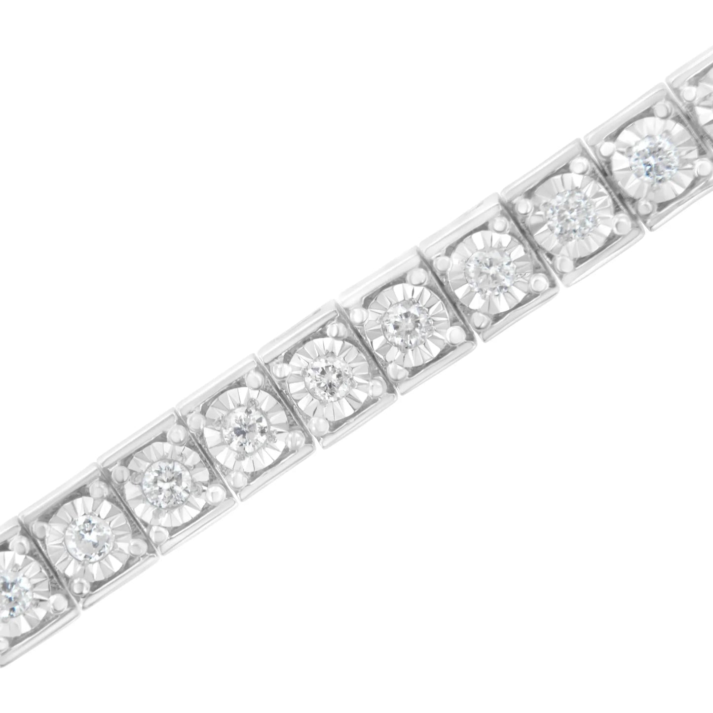 Brilliant-Cut Round Diamond Square Frame Tennis Bracelet