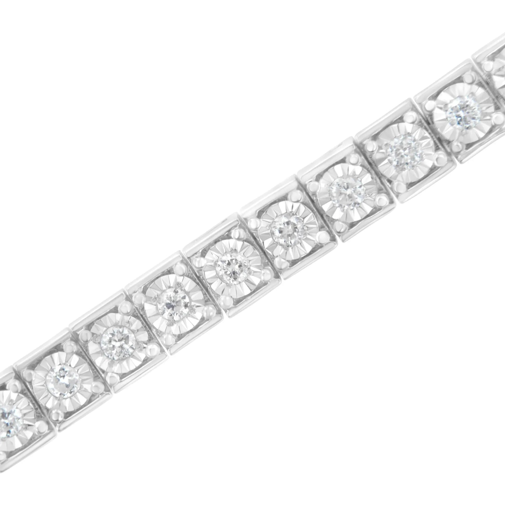 Brilliant-Cut Round Diamond Square Frame Tennis Bracelet