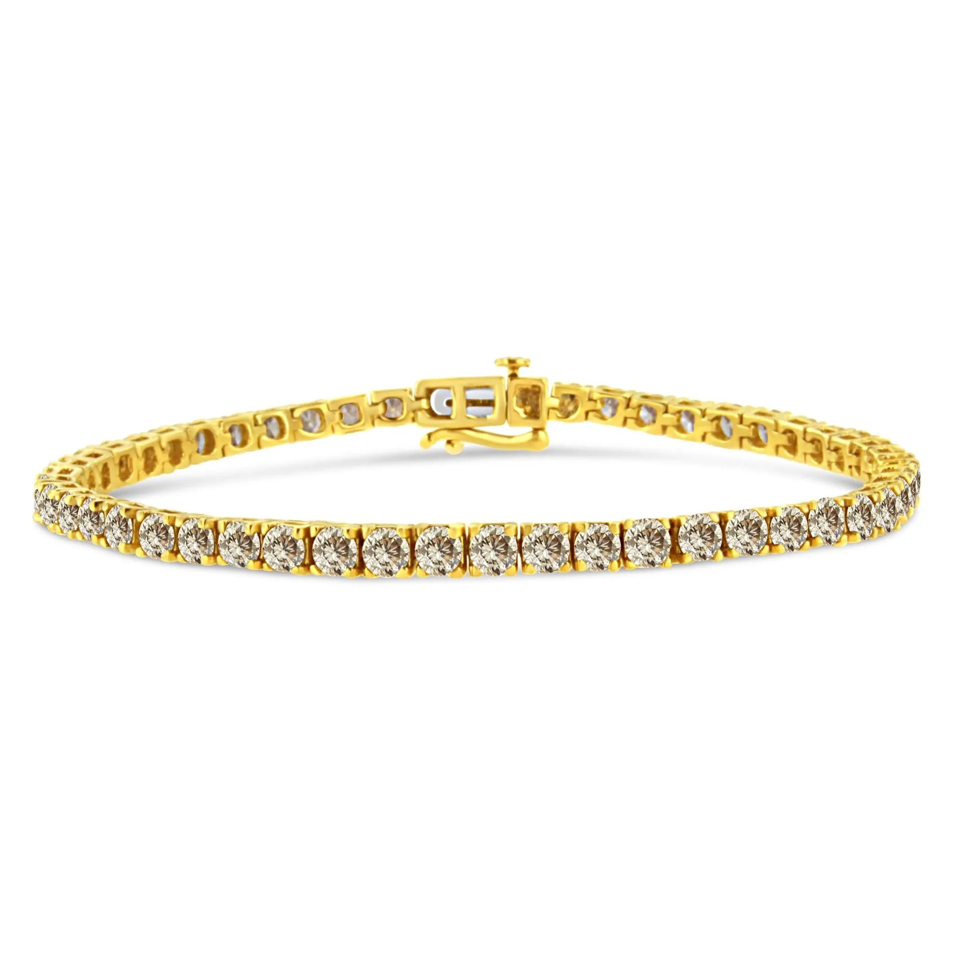 14k Gold Plated Silver Diamond Classic Link Tennis Bracelet-8.0 Cttw Diamonds