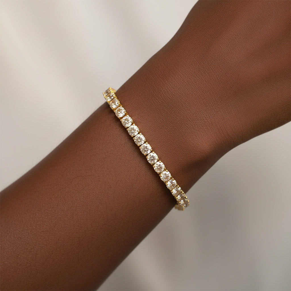 14K Yellow Gold Plated .925 Sterling Silver 8.0 Cttw Diamond Classic Link Tennis Bracelet