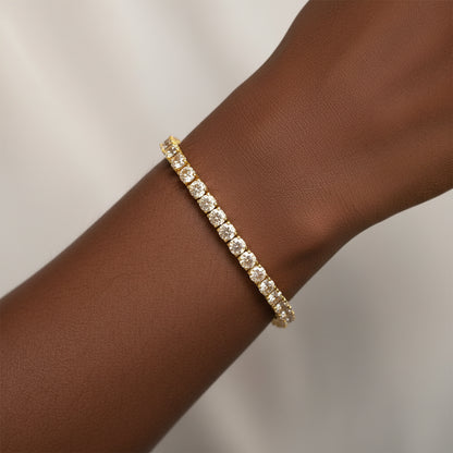14K Yellow Gold Plated .925 Sterling Silver 8.0 Cttw Diamond Classic Link Tennis Bracelet