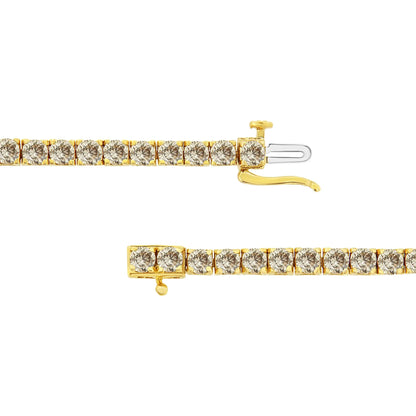 14k Gold Plated Silver Diamond Classic Link Tennis Bracelet showing diamond-studded links and secure clasp design.