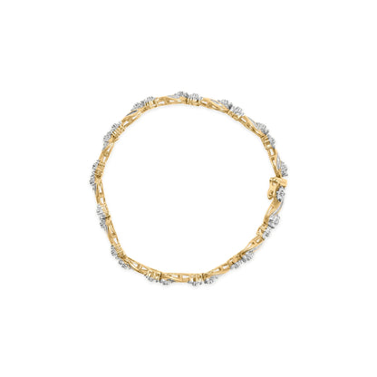 Round-Cut and Baguette-Cut Floral Link Bracelet