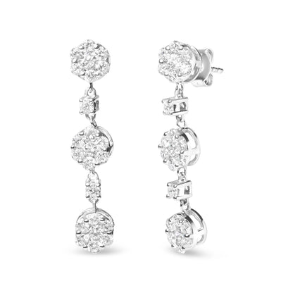 Diamond Composite Cluster Floral Drop Earrings