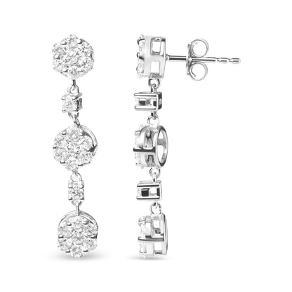 Diamond Composite Cluster Floral Drop Earrings