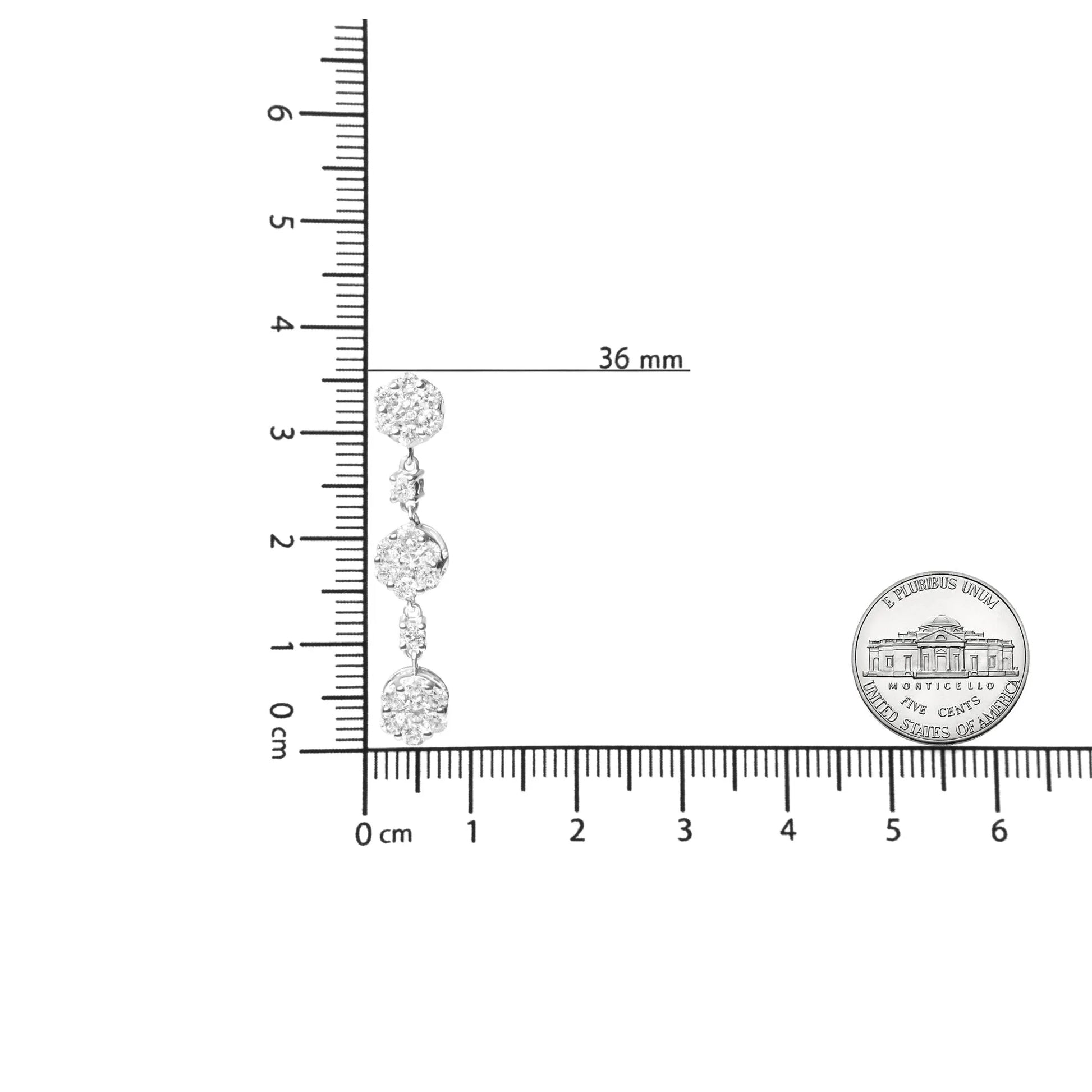 Diamond Composite Cluster Floral Drop Earrings