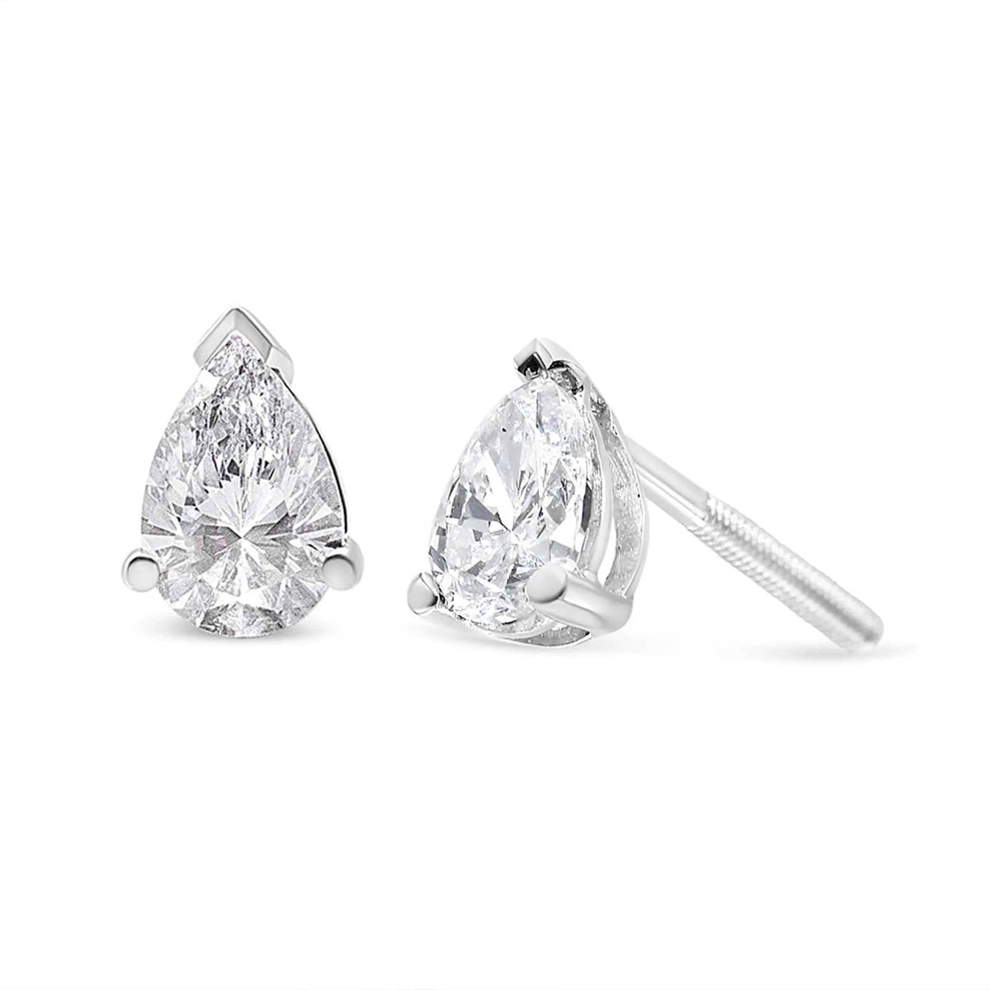 Pear Shape Solitaire Lab Grown Diamond Stud Earrings
