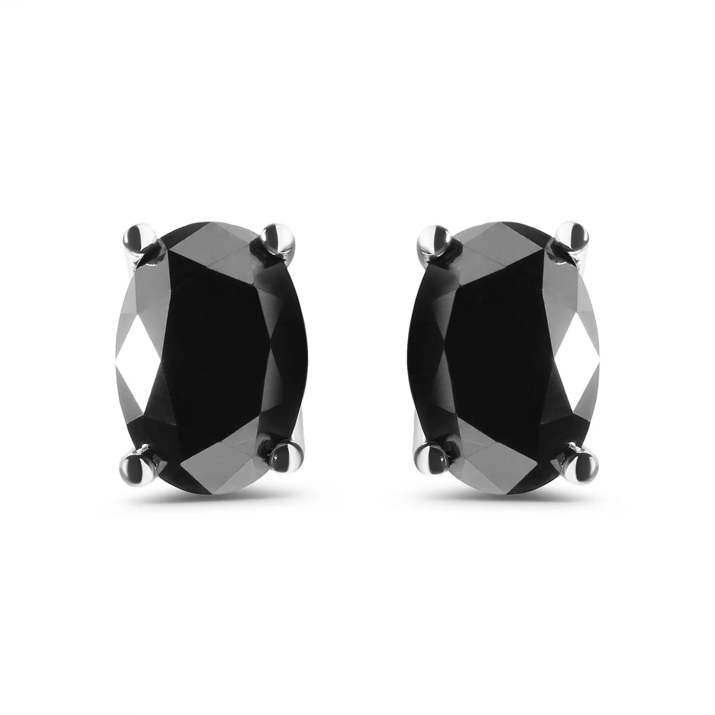 Oval Cut Black Diamond Solitaire Stud Earrings