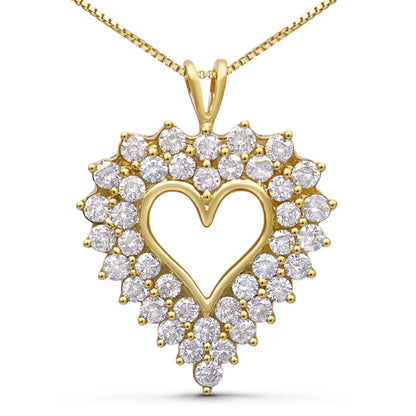 Diamond Shadow Frame Heart Pendant Necklace