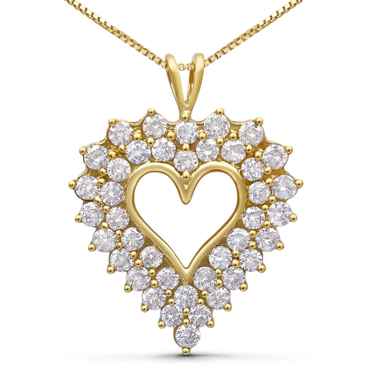Diamond Shadow Frame Heart Pendant Necklace