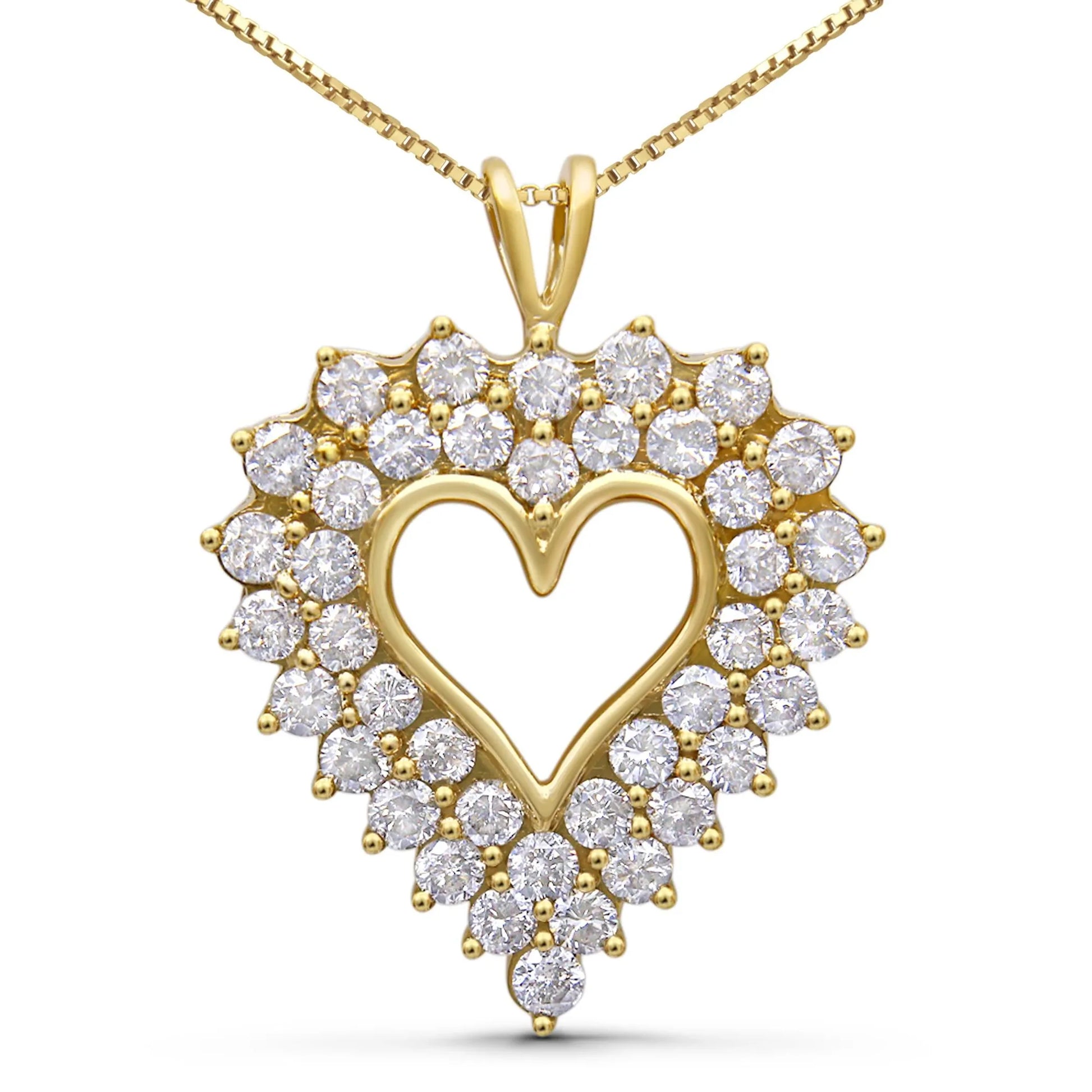 Diamond Shadow Frame Heart Pendant Necklace