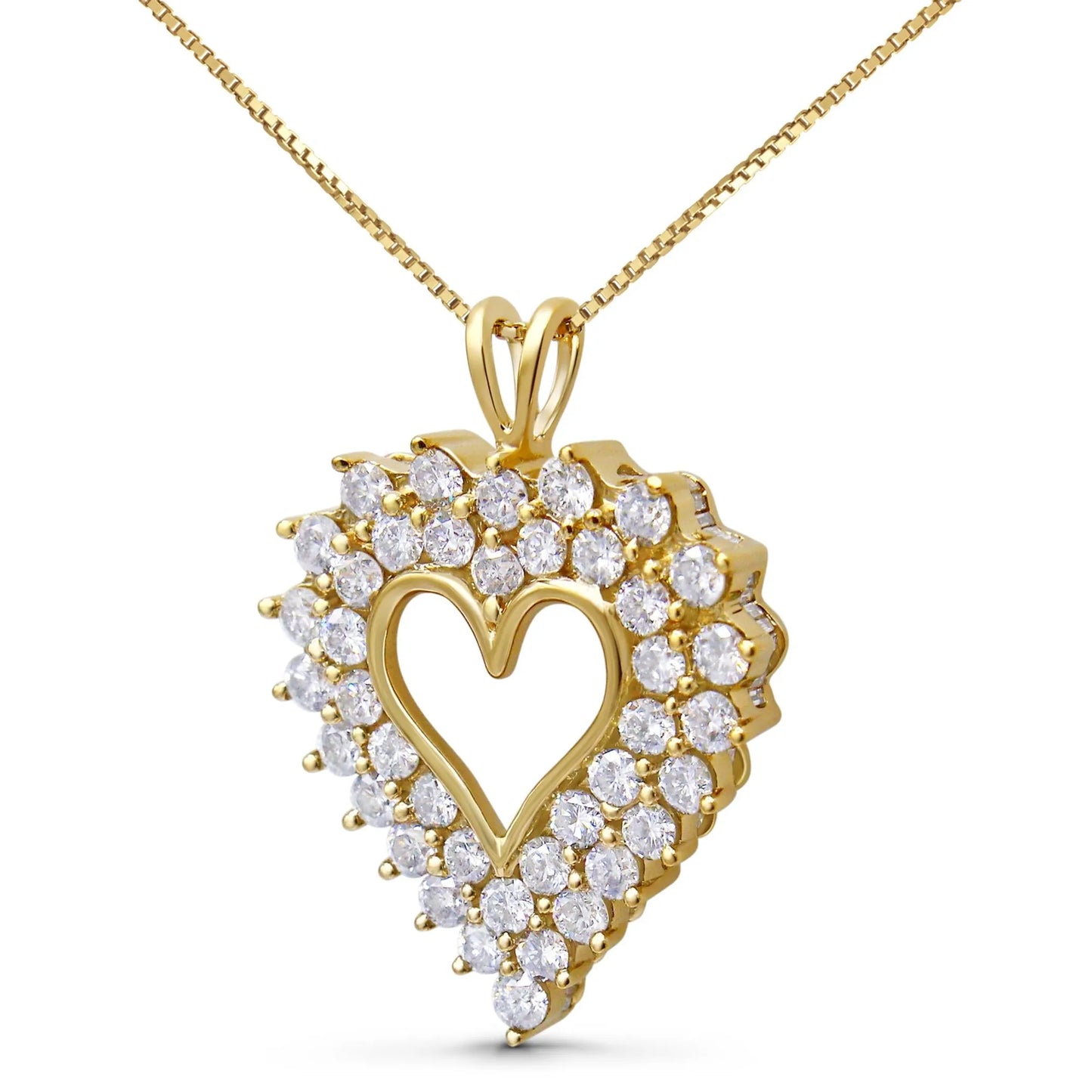 Diamond Shadow Frame Heart Pendant Necklace