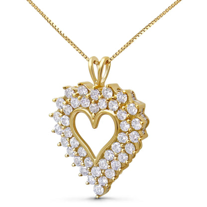 Diamond Shadow Frame Heart Pendant Necklace
