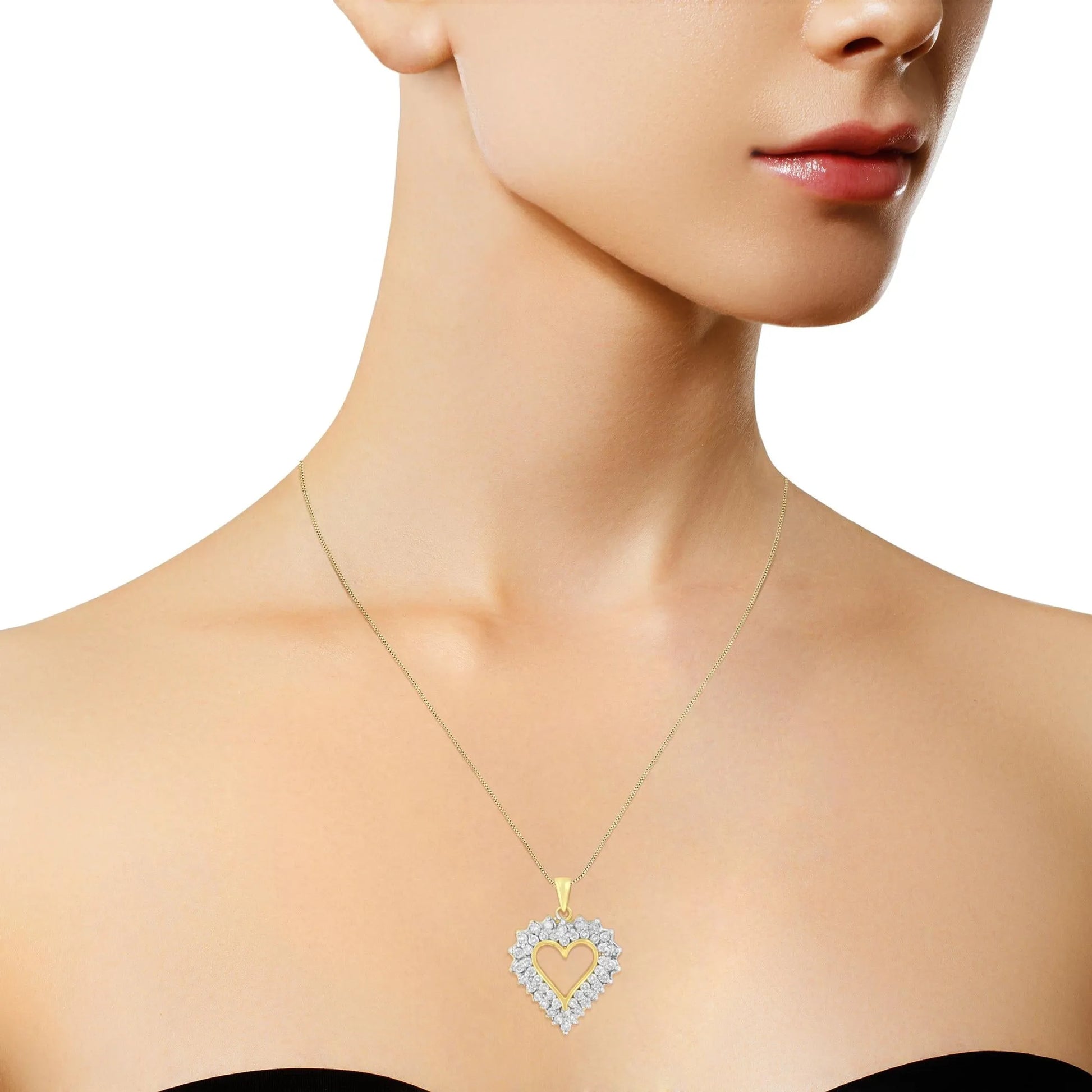 Diamond Shadow Frame Heart Pendant Necklace