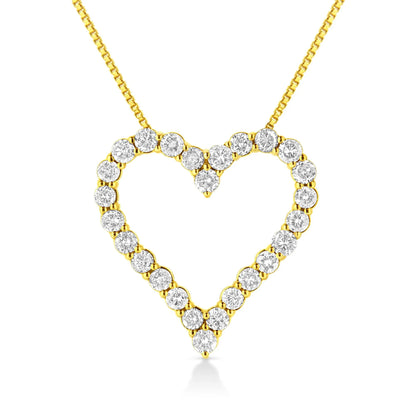Round Brilliant-Cut Diamond Open Heart Pendant Necklace