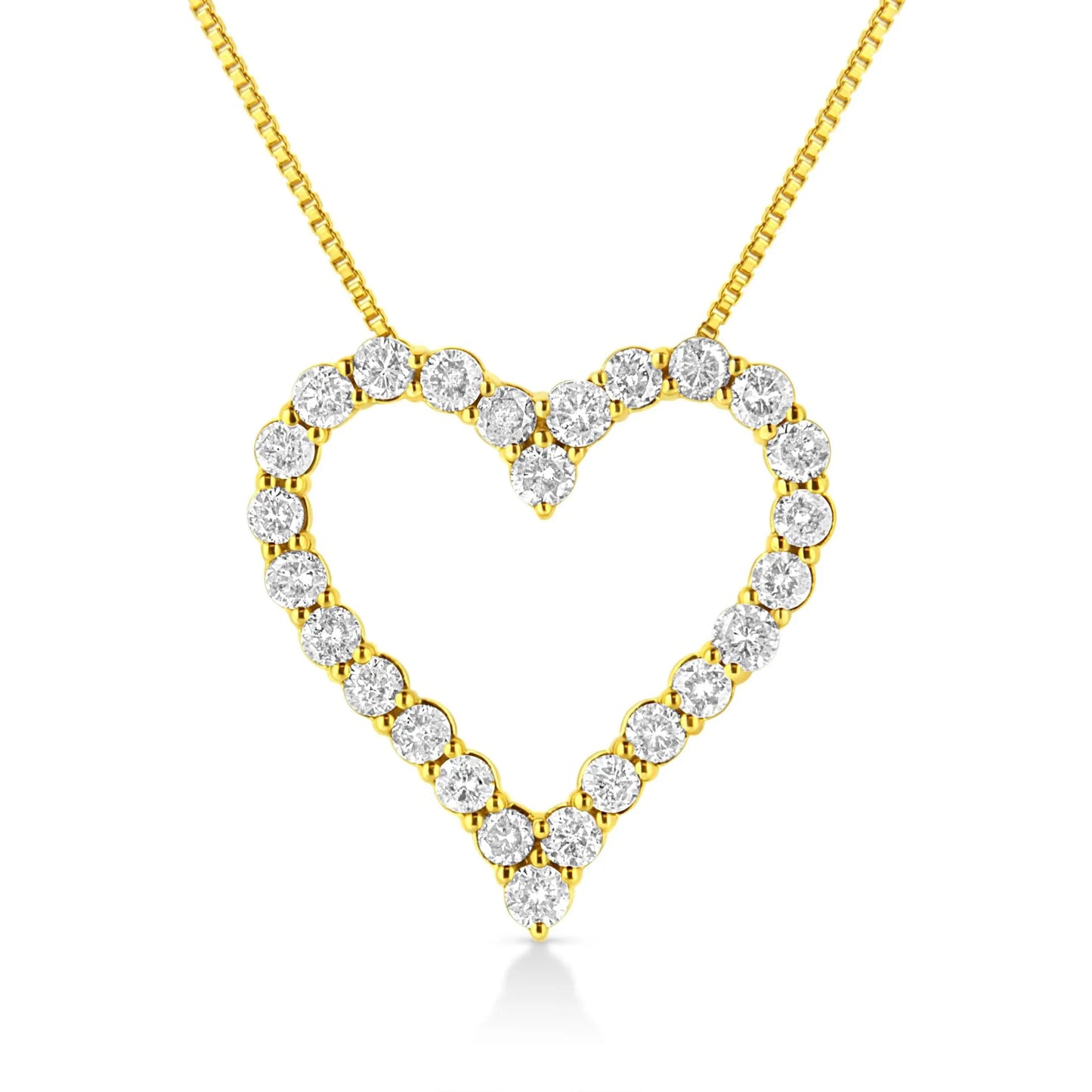 Round Brilliant-Cut Diamond Open Heart Pendant Necklace