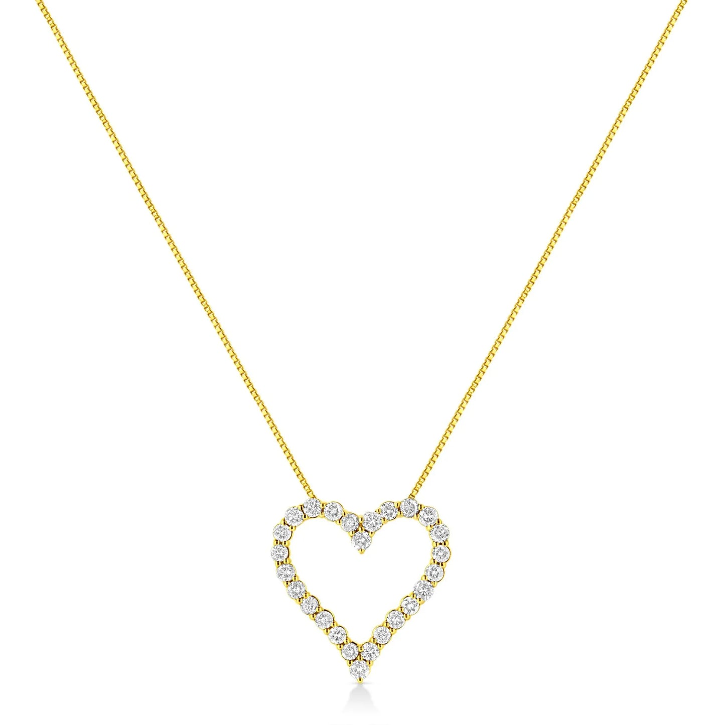 Round Brilliant-Cut Diamond Open Heart Pendant Necklace