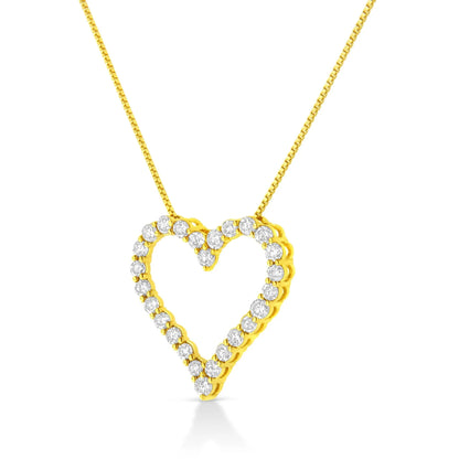 Round Brilliant-Cut Diamond Open Heart Pendant Necklace