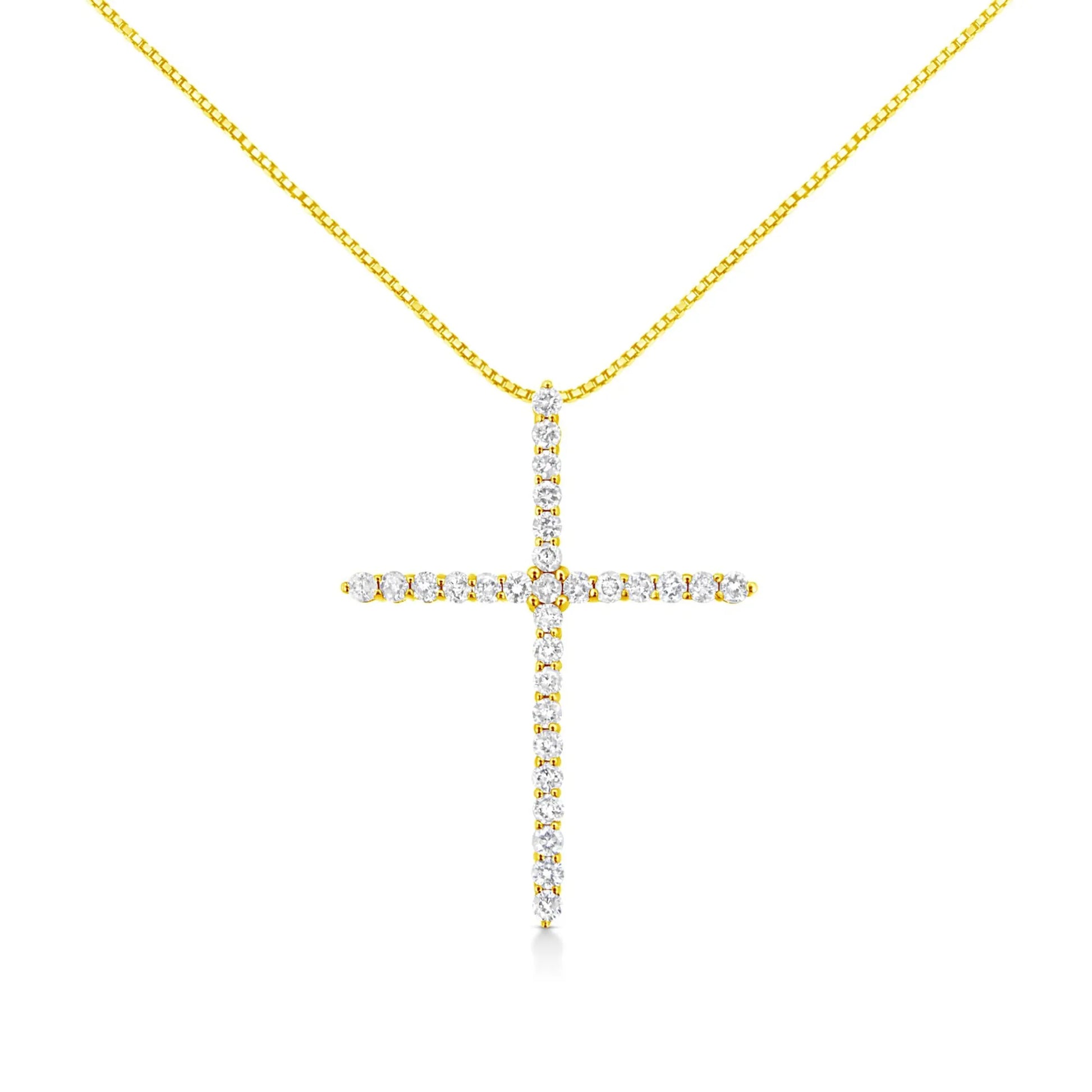 Round Brilliant Cut Diamond Cross Pendant Necklace
