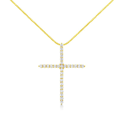 Round Brilliant Cut Diamond Cross Pendant Necklace