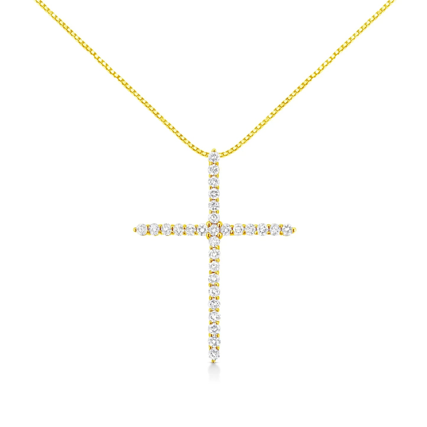 Round Brilliant Cut Diamond Cross Pendant Necklace