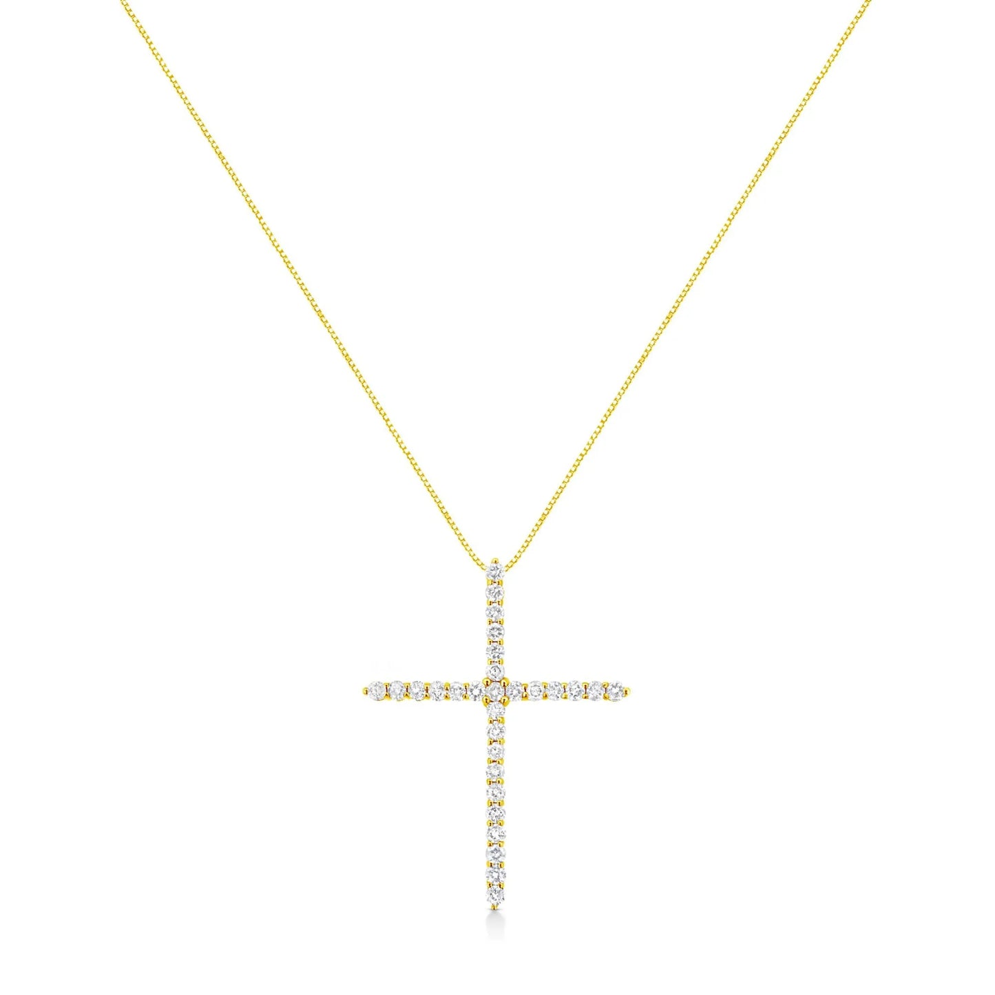 Round Brilliant Cut Diamond Cross Pendant Necklace