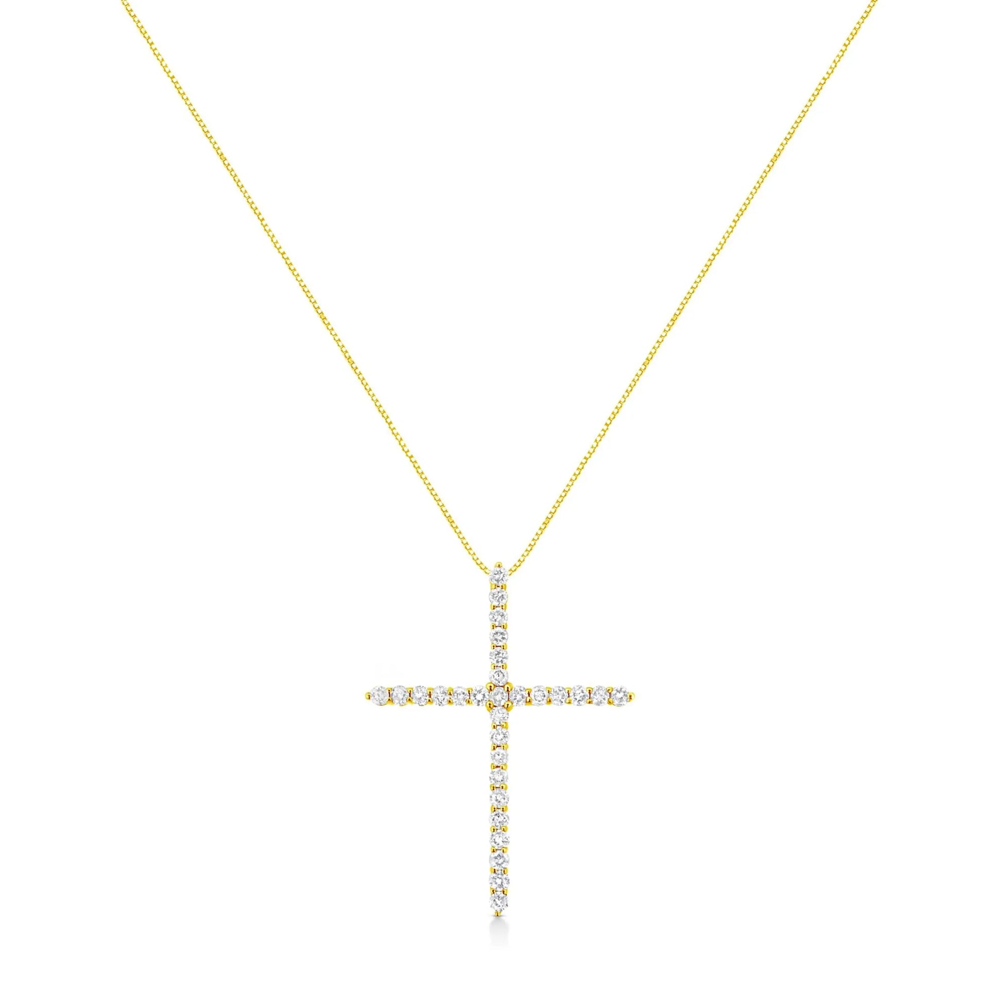 Round Brilliant Cut Diamond Cross Pendant Necklace