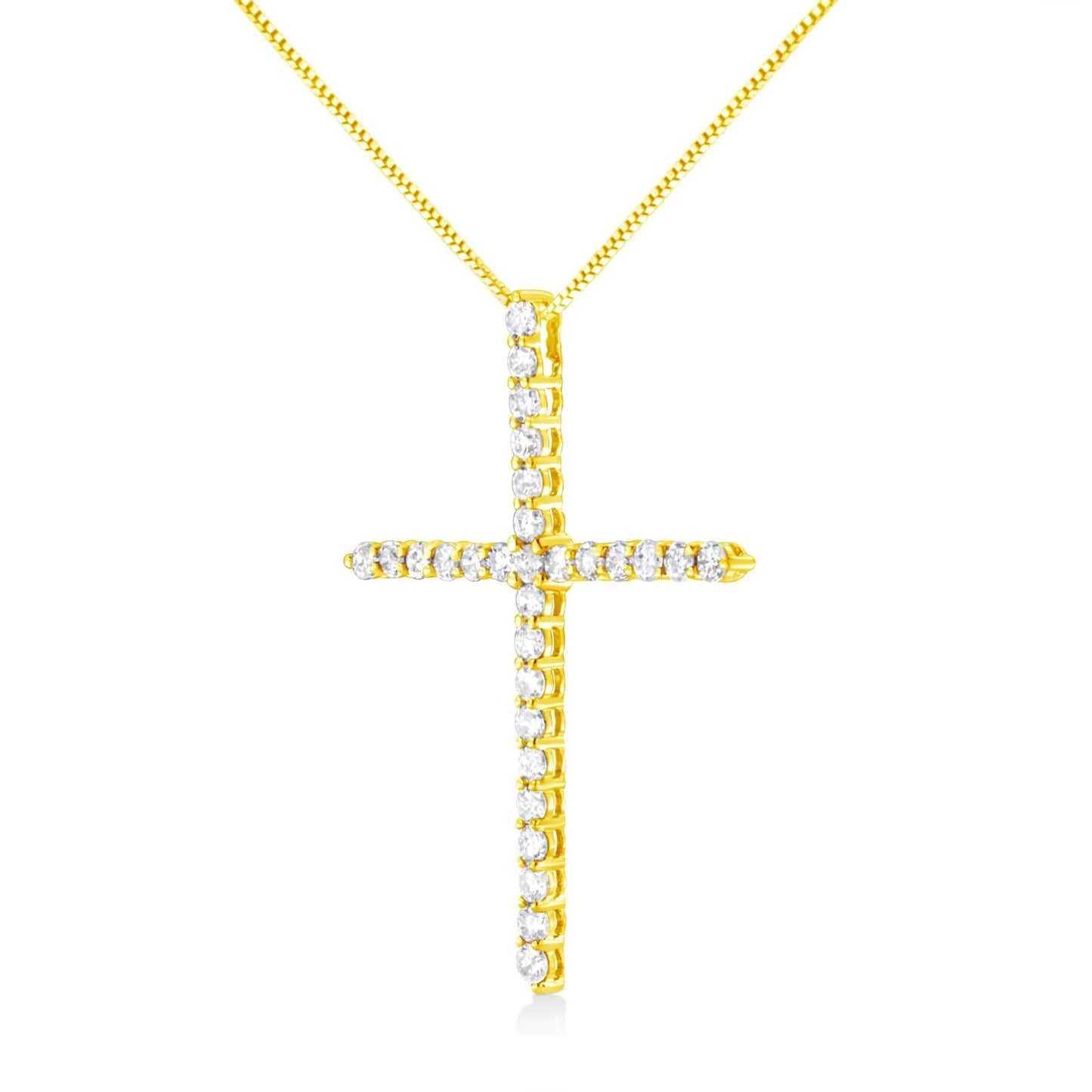 Round Brilliant Cut Diamond Cross Pendant Necklace