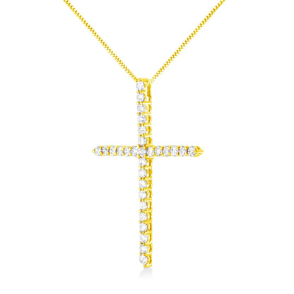Round Brilliant Cut Diamond Cross Pendant Necklace