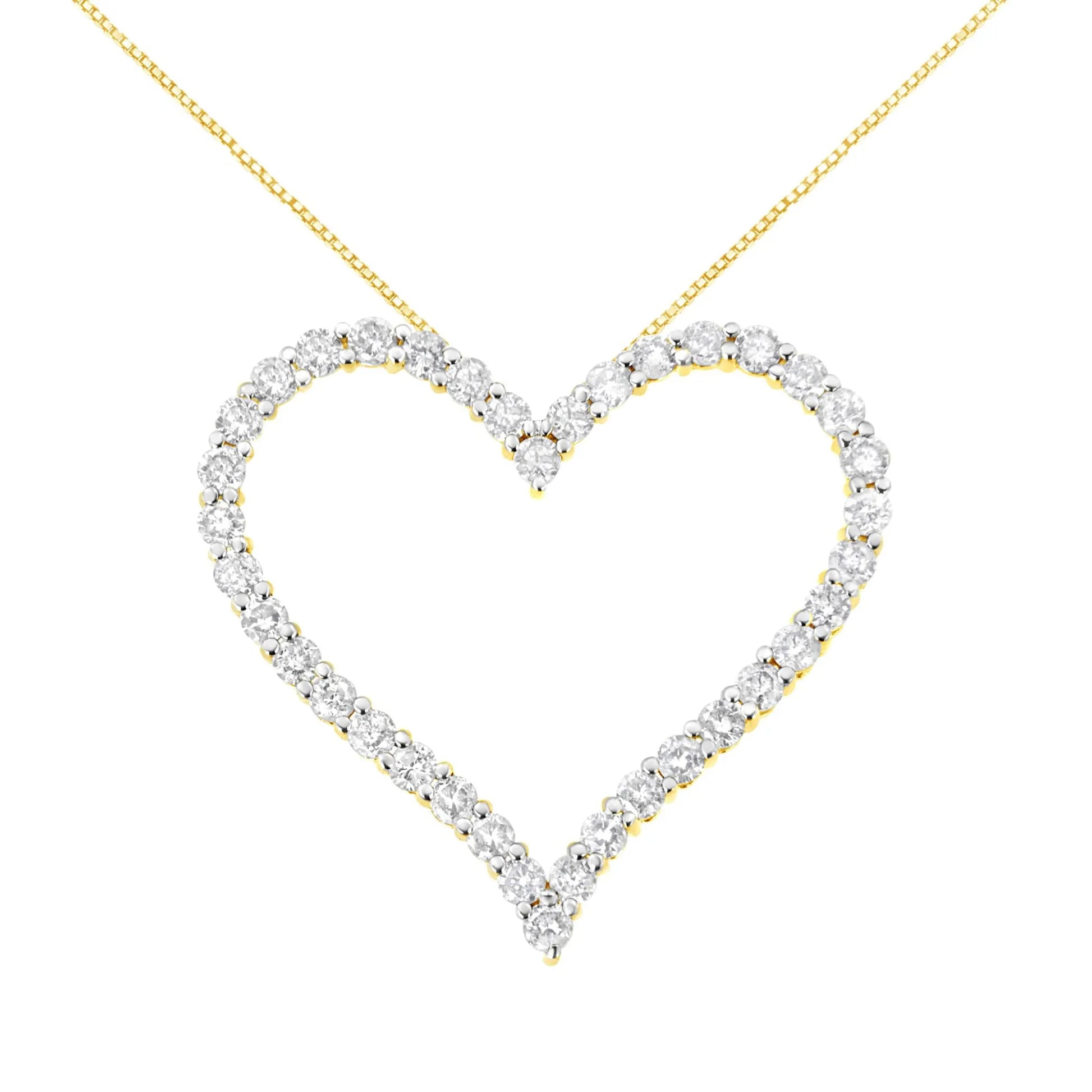 Round-Cut Diamond Open Heart Pendant Necklace